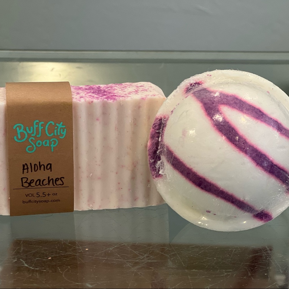 Aloha Beaches Buff City soap and bath Bomb